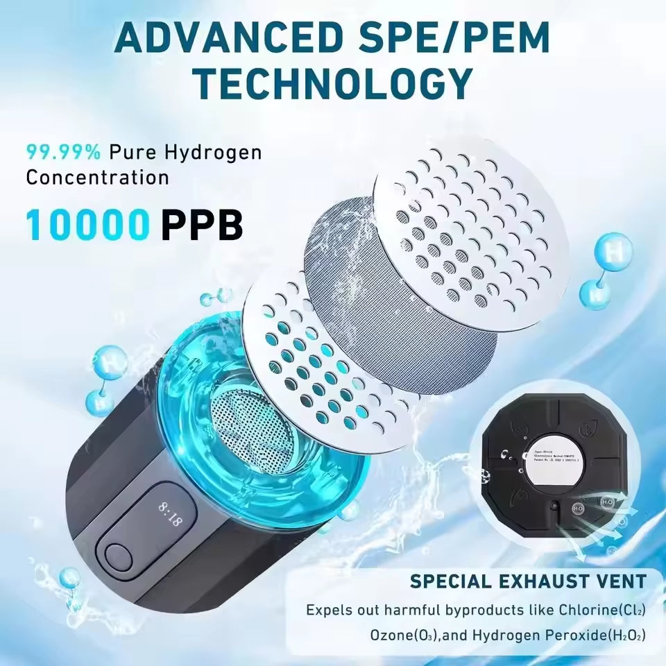 2025 New Upgrade 10000PPB Hydrogen Water Bottle Seven Colorful Light Hydrogen Water Generator with Pressure Relief Valve