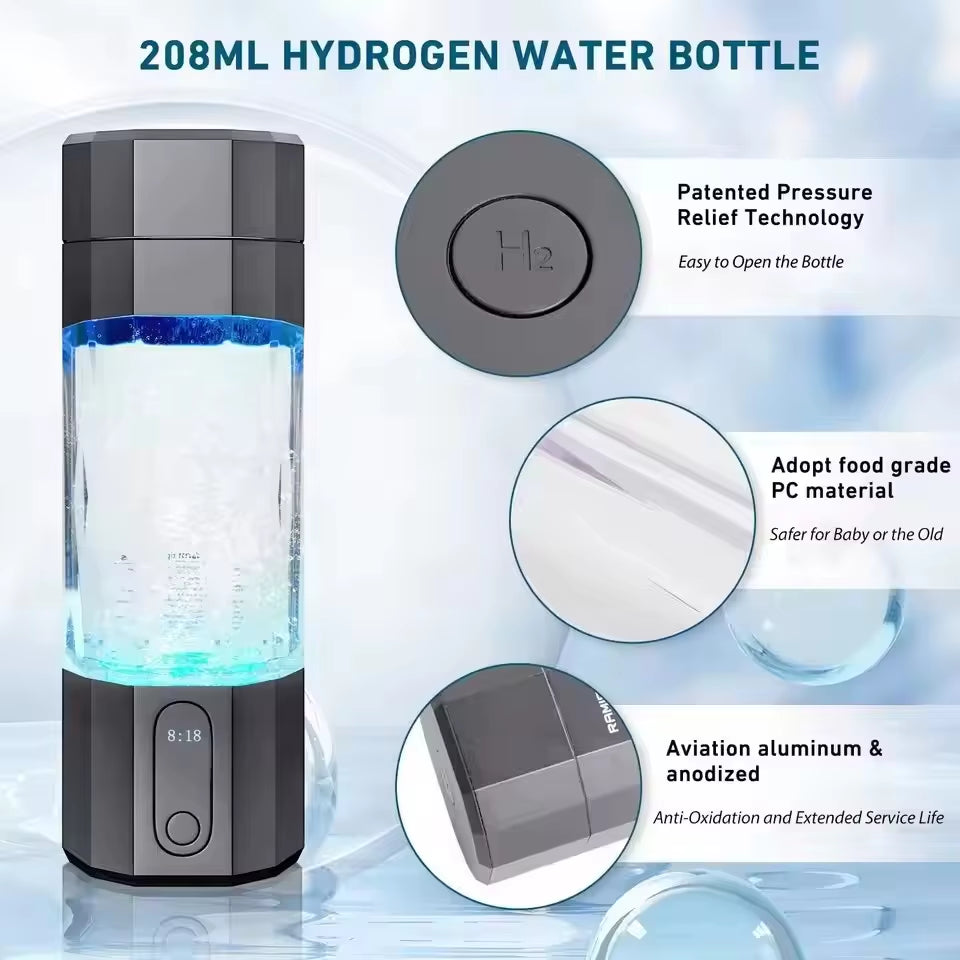 2025 New Upgrade 10000PPB Hydrogen Water Bottle Seven Colorful Light Hydrogen Water Generator with Pressure Relief Valve