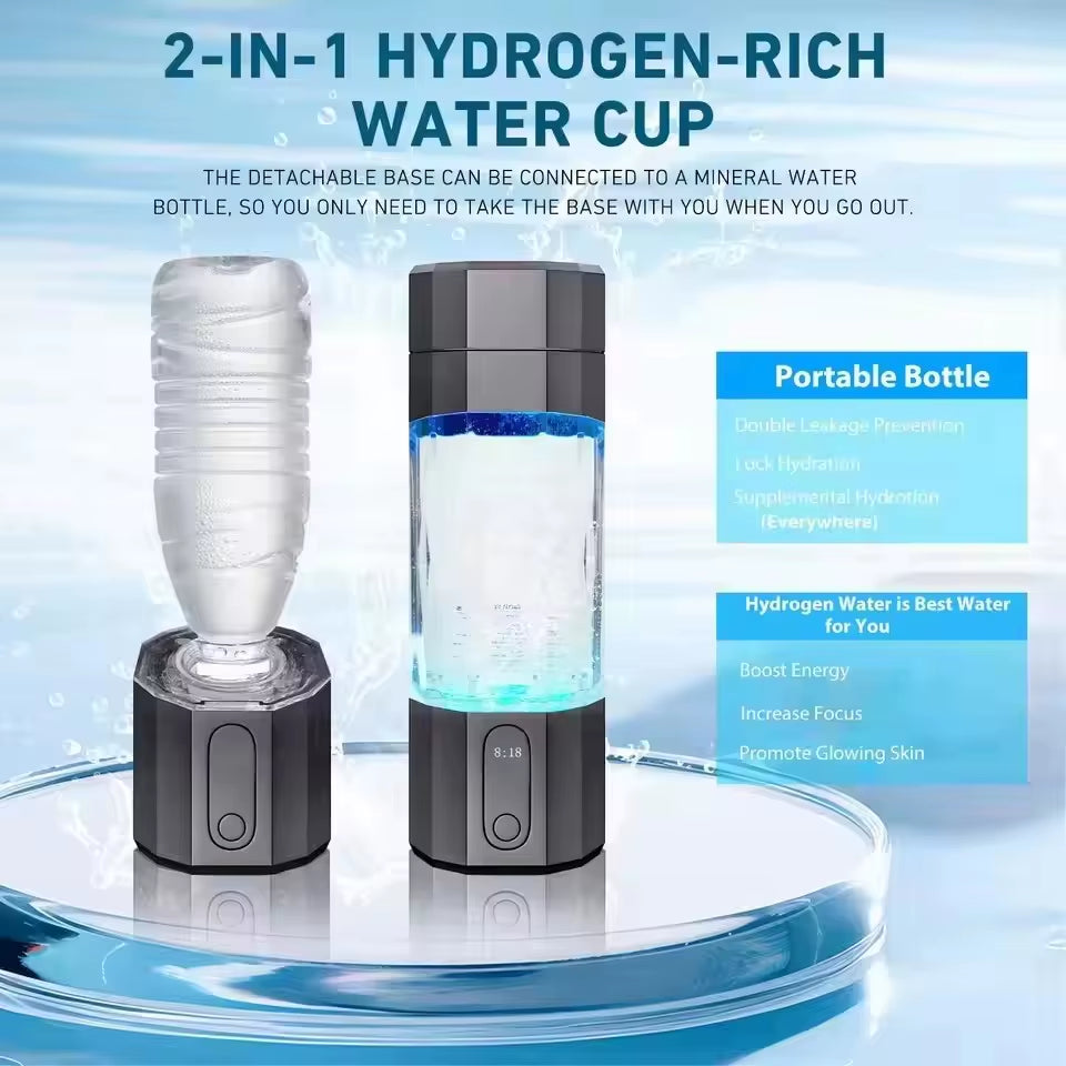 2025 New Upgrade 10000PPB Hydrogen Water Bottle Seven Colorful Light Hydrogen Water Generator with Pressure Relief Valve