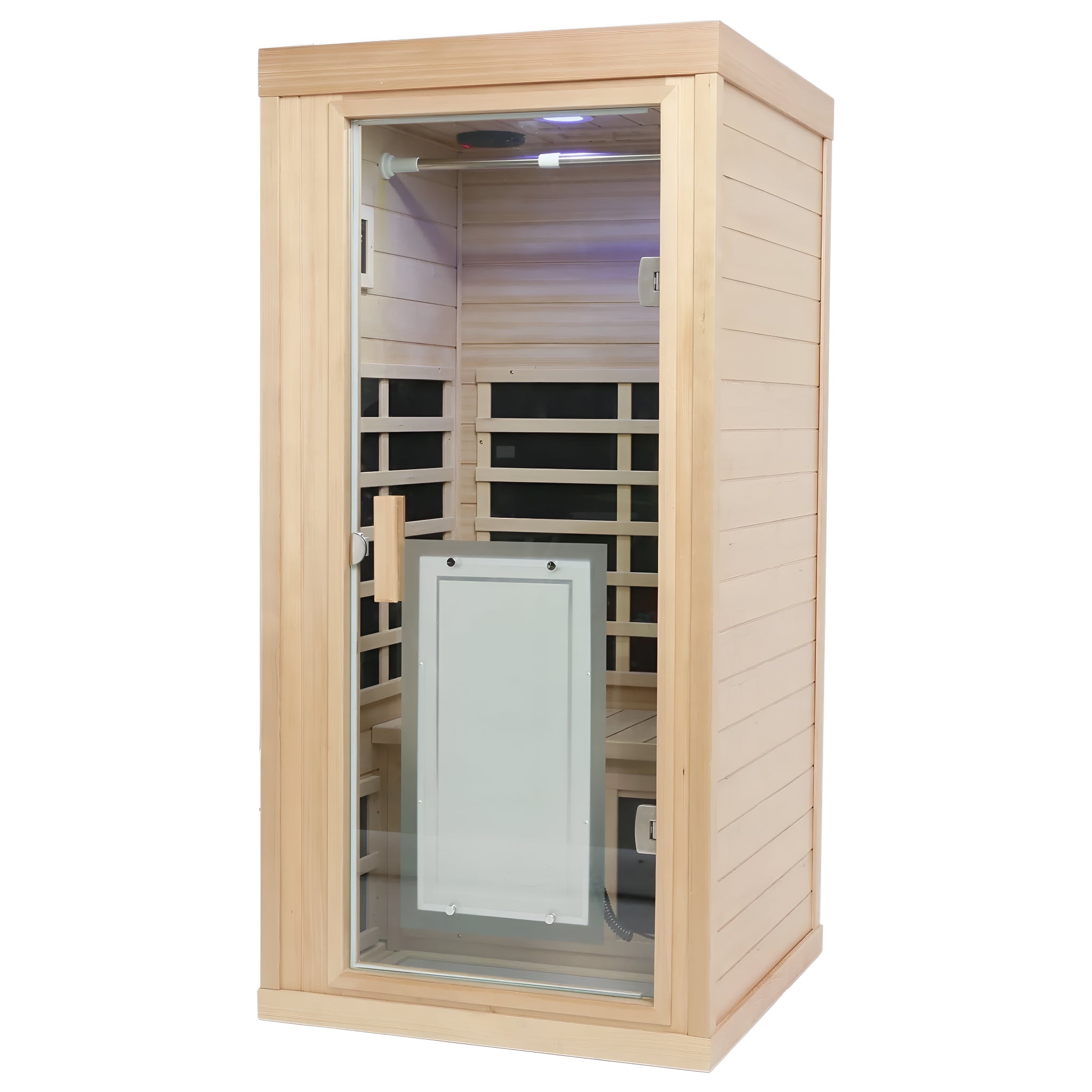 1 Person Sauna Room Far Infrared Canadian Hemlock Wood Sauna Cabinet Home Spa