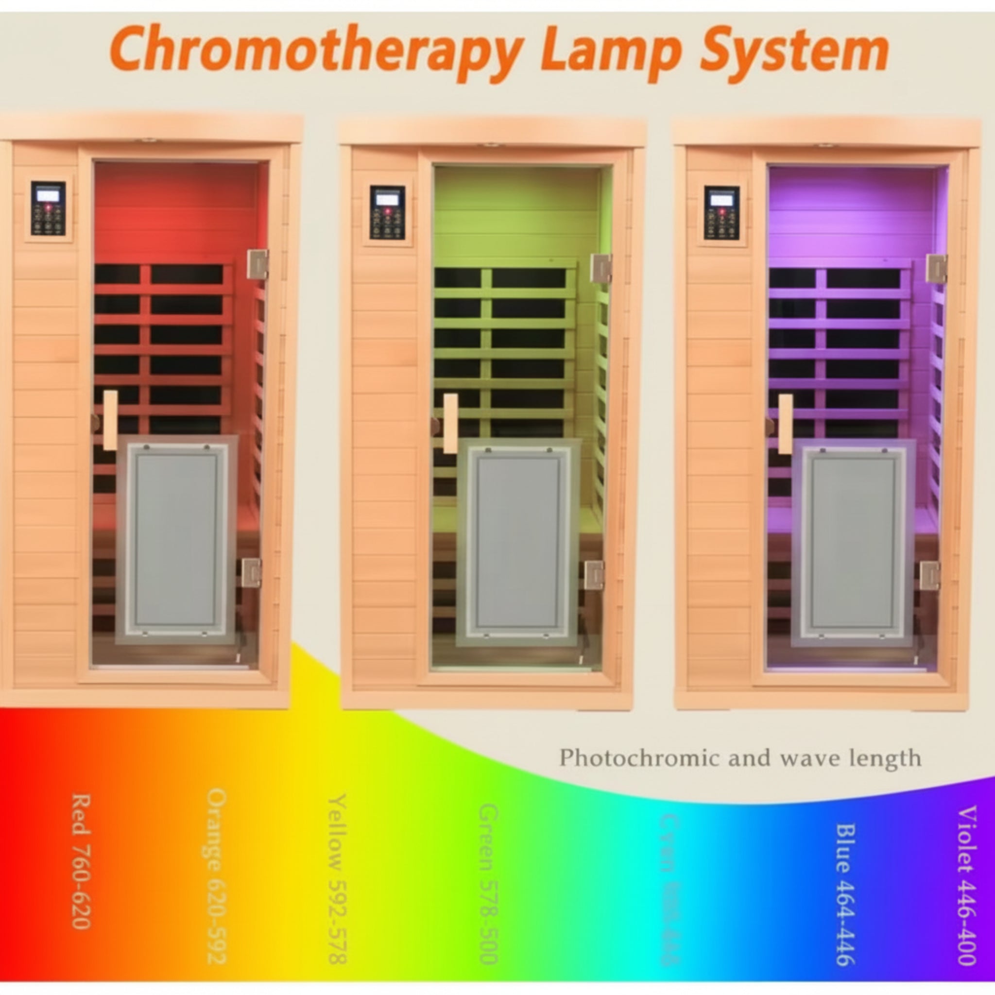 Moray 1-Person Indoor Hemlock Infrared Sauna with 8 Far-Infrared Carbon Crystal Heaters and Chromotherapy
