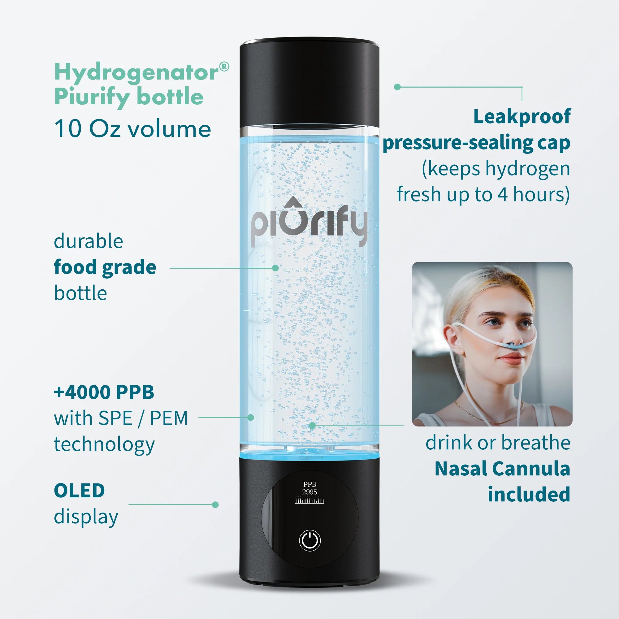 Hydrogenator® Hydrogen Water Bottle - Black